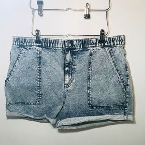 Acid wash high rise shorts